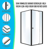 darrahopens Home & Garden > Bathroom Accessories Semi Frameless Shower Screen (82~90)x 195cm & (98~101)x 195cm Side AS/NZS Glass