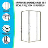 darrahopens Home & Garden > Bathroom Accessories Semi Frameless Shower Screen (98~106)x 195cm & (77~80)x 195cm Side AS/NZS Glass