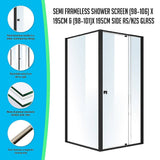 darrahopens Home & Garden > Bathroom Accessories Semi Frameless Shower Screen (98~106)x 195cm & (98~101)x 195cm Side AS/NZS Glass