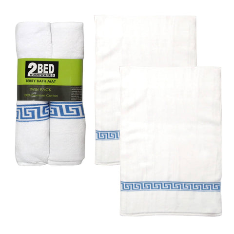 Darrahopens Home & Garden > Bathroom Accessories Set of 2 Greek Key Bath Mats White