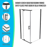 darrahopens Home & Garden > Bathroom Accessories Shower Screen 1000x700x1900mm Framed Safety Glass Pivot Door By Della Francesca