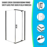 darrahopens Home & Garden > Bathroom Accessories Shower Screen 1200x1000x1900mm Framed Safety Glass Pivot Door By Della Francesca