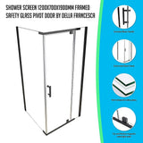 darrahopens Home & Garden > Bathroom Accessories Shower Screen 1200x700x1900mm Framed Safety Glass Pivot Door By Della Francesca