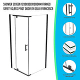 darrahopens Home & Garden > Bathroom Accessories Shower Screen 1200x800x1900mm Framed Safety Glass Pivot Door By Della Francesca