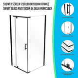 darrahopens Home & Garden > Bathroom Accessories Shower Screen 1200x900x1900mm Framed Safety Glass Pivot Door By Della Francesca
