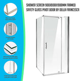 darrahopens Home & Garden > Bathroom Accessories Shower Screen 900x800x1900mm Framed Safety Glass Pivot Door By Della Francesca
