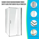 darrahopens Home & Garden > Bathroom Accessories Shower Screen 900x900x1900mm Framed Safety Glass Pivot Door By Della Francesca