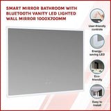 darrahopens Home & Garden > Bathroom Accessories Smart Mirror Bathroom with Bluetooth Vanity LED Lighted Wall Mirror 1000x700mm