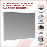 darrahopens Home & Garden > Bathroom Accessories Smart Mirror Bathroom with Bluetooth Vanity LED Lighted Wall Mirror 800x600mm