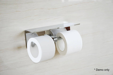 darrahopens Home & Garden > Bathroom Accessories Stainless Steel Double Toilet Paper Holder Towel Roll Tissue Rack Storage Shelf