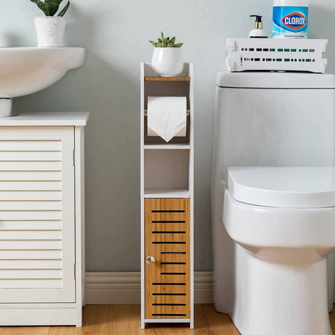 Darrahopens Home & Garden > Bathroom Accessories Toilet Paper Roll Holder for Bathroom with roller (Bamboo, 76cm)
