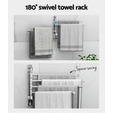Darrahopens Home & Garden > Bathroom Accessories Towel Rail Rack Holder 4 Bars Wall Mounted Stainless Steel Swivel Hook