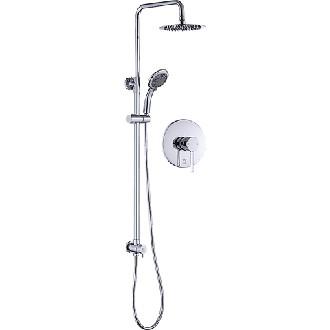 darrahopens Home & Garden > Bathroom Accessories WELS 8" Rain Shower Head Set Rounded Dual Heads Faucet High Pressure With Mixer