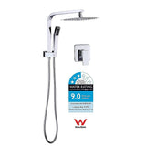 darrahopens Home & Garden > Bathroom Accessories WELS 8" Rain Shower Head Set Square Dual Heads Faucet High Pressure With Mixer