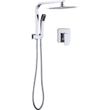 darrahopens Home & Garden > Bathroom Accessories WELS 8" Rain Shower Head Set Square Dual Heads Faucet High Pressure With Mixer