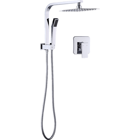 darrahopens Home & Garden > Bathroom Accessories WELS 8" Rain Shower Head Set Square Dual Heads Faucet High Pressure With Mixer