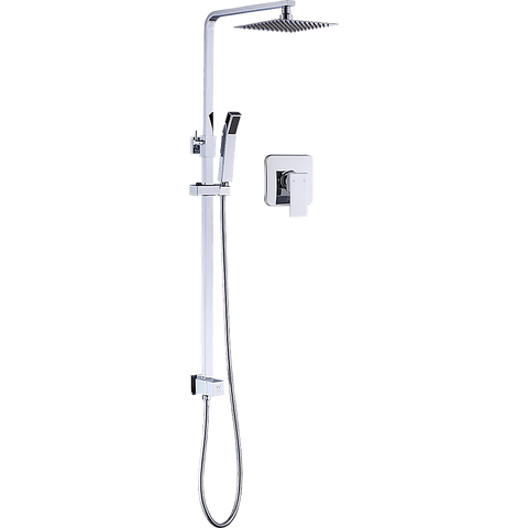 darrahopens Home & Garden > Bathroom Accessories WELS 8" Rain Shower Head Set Square Dual Heads Faucet High Pressure With Mixer