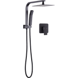 darrahopens Home & Garden > Bathroom Accessories WELS 8" Rain Shower Head Set Square Dual Heads Faucet High Pressure With Mixer