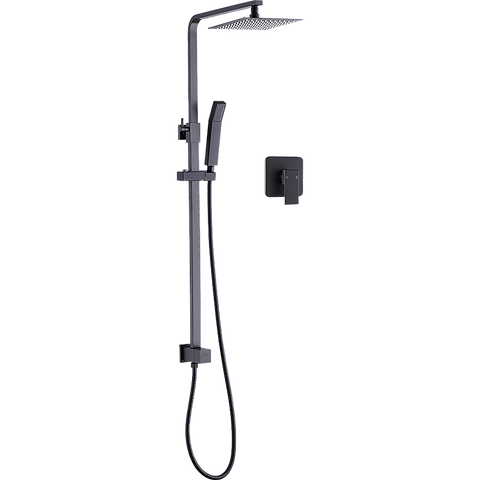 darrahopens Home & Garden > Bathroom Accessories WELS 8" Rain Shower Head Set Square Dual Heads Faucet High Pressure With Mixer