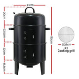 darrahopens Home & Garden > BBQ Grillz 3-in-1 Charcoal BBQ Smoker - Black