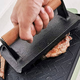 Darrahopens Home & Garden > BBQ Heavy Duty Rectangular Cast Iron Grill Burger Press Pre-Seasoned Steak Griddle BBQ Grilling