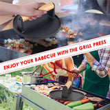 Darrahopens Home & Garden > BBQ Heavy Duty Round Cast Iron Grill Burger Press Pre-Seasoned Steak Griddle BBQ Grilling