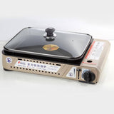 Darrahopens Home & Garden > BBQ Portable Gas Burner Stove with Inset Non Stick Cooking Pan Cooker Butane Camping 35mm Cooking Pan