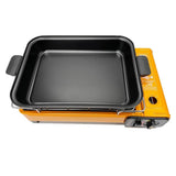 Darrahopens Home & Garden > BBQ Portable Gas Stove Burner Butane BBQ Camping Gas Cooker With Non Stick Plate Black with Fish Pan and Lid
