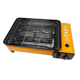 Darrahopens Home & Garden > BBQ Portable Gas Stove Burner Butane BBQ Camping Gas Cooker With Non Stick Plate Black with Fish Pan and Lid
