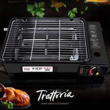 Darrahopens Home & Garden > BBQ Portable Gas Stove Burner Butane BBQ Camping Gas Cooker With Non Stick Plate Black with Fish Pan and Lid