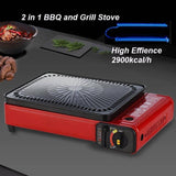 Darrahopens Home & Garden > BBQ Portable Gas Stove Burner Butane BBQ Camping Gas Cooker With Non Stick Plate Orange