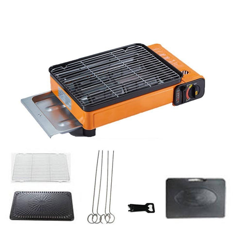 Darrahopens Home & Garden > BBQ Portable Gas Stove Burner Butane BBQ Camping Gas Cooker With Non Stick Plate Orange