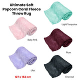 Darrahopens Home & Garden > Bedding 180GSM Soft Popcorn Coral Fleece Throw Rug 127 x 152cm Lilac
