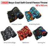 Darrahopens Home & Garden > Bedding 190GSM Boys Cool Ultra Soft Coral Fleece Throw 127 x 152cm Army Camouflage