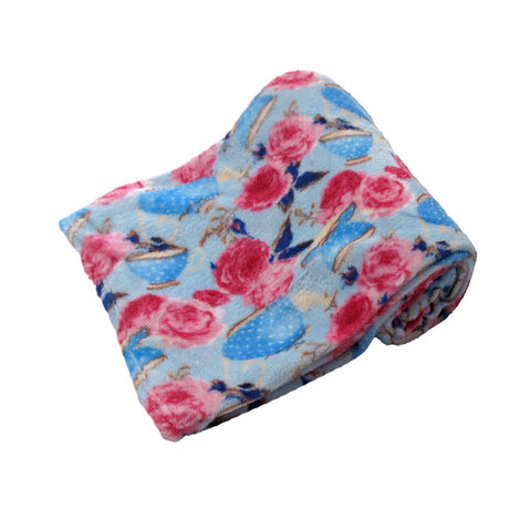 Darrahopens Home & Garden > Bedding 190GSM Fashion Printed Ultra Soft Coral Fleece Throw 127 x 152cm Tea Garden