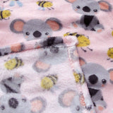 Darrahopens Home & Garden > Bedding 190GSM Girls Cute Ultra Soft Coral Fleece Throw 127 x 152cm Bees & Koalas