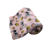Darrahopens Home & Garden > Bedding 190GSM Girls Cute Ultra Soft Coral Fleece Throw 127 x 152cm Bees & Koalas