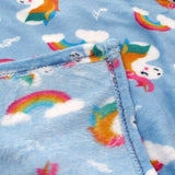 Darrahopens Home & Garden > Bedding 190GSM Girls Cute Ultra Soft Coral Fleece Throw 127 x 152cm Rainbow Unicorns