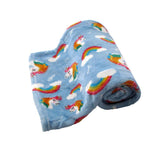 Darrahopens Home & Garden > Bedding 190GSM Girls Cute Ultra Soft Coral Fleece Throw 127 x 152cm Rainbow Unicorns