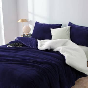 Darrahopens Home & Garden > Bedding 2 in 1 teddy sherpa duvet cover set and blanket queen midnight