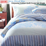 Darrahopens Home & Garden > Bedding 225TC Java Floral Blue Polyester Cotton Quilt Cover Set Single