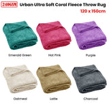 Darrahopens Home & Garden > Bedding 240GSM Urban Ultra Soft Coral Fleece Throw Rug 120 x 150cm Latte