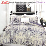 Darrahopens Home & Garden > Bedding 250TC Cotton Reversible Quilt Cover Set Elizabeth Queen
