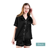 Darrahopens Home & Garden > Bedding 2pc satin short women pajamas set large black