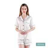 Darrahopens Home & Garden > Bedding 2pc satin short women pajamas set medium white