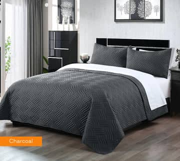 Darrahopens Home & Garden > Bedding 3 piece embossed comforter set king charcoal