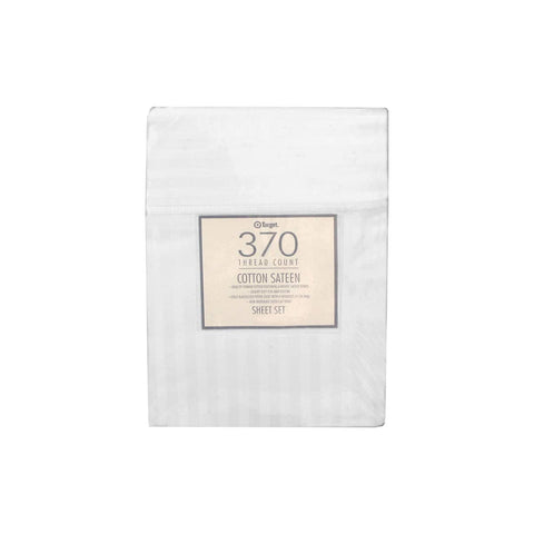 Darrahopens Home & Garden > Bedding 370TC White Self-striped Cotton Sateen Sheet Set King