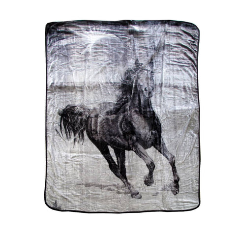 Darrahopens Home & Garden > Bedding 375gsm 1 Ply 3D Print Faux Mink Blanket Queen 200x240 cm Galloping Horse