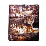 Darrahopens Home & Garden > Bedding 375gsm 1 Ply 3D Print Faux Mink Blanket Queen 200x240 cm Tiger Family