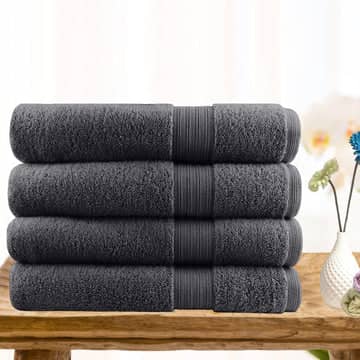Darrahopens Home & Garden > Bedding 4 piece ultra light cotton bath towels in charcoal